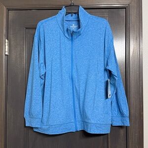 Gymwrap Women's NWT Sz 1xl Heathered Blue Knit Zip-Up Jacket
